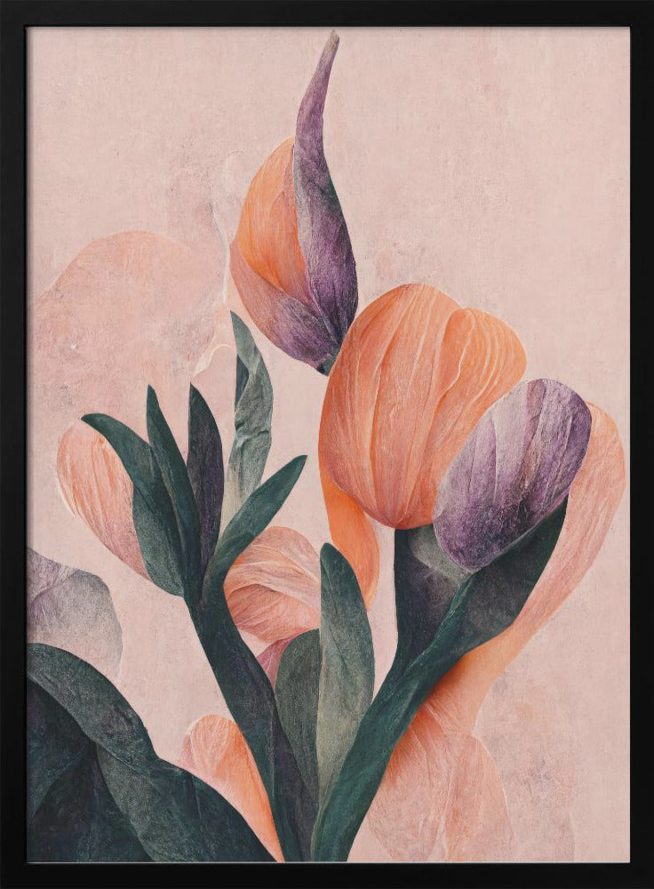 Tangelo Tulips No 2 - Stretched Canvas, Poster or Fine Art Print I Heart Wall Art