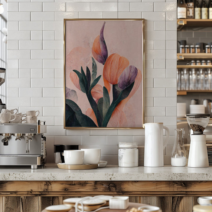 Tangelo Tulips No 2 - Stretched Canvas, Poster or Fine Art Print I Heart Wall Art