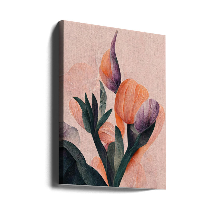 Tangelo Tulips No 2 - Stretched Canvas, Poster or Fine Art Print I Heart Wall Art
