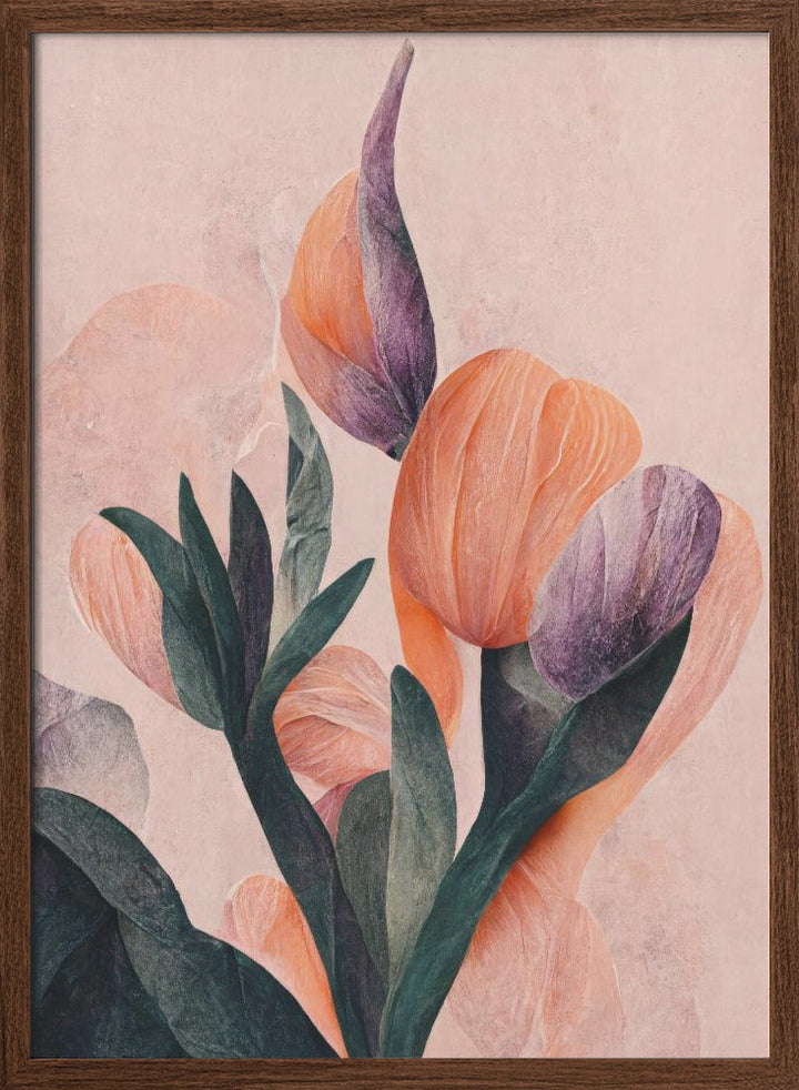 Tangelo Tulips No 2 - Stretched Canvas, Poster or Fine Art Print I Heart Wall Art