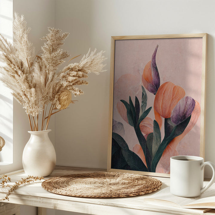 Tangelo Tulips No 2 - Stretched Canvas, Poster or Fine Art Print I Heart Wall Art