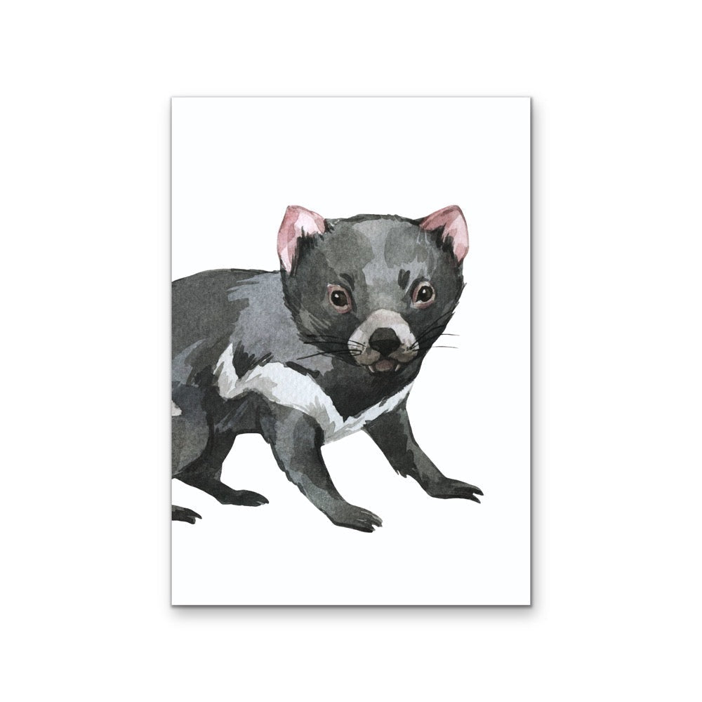 Tassie Devil Nursery Sketch - Australian Native Animal Stretched Canvas or Wall Art Print - I Heart Wall Art - Poster Print, Canvas Print or Framed Art Print