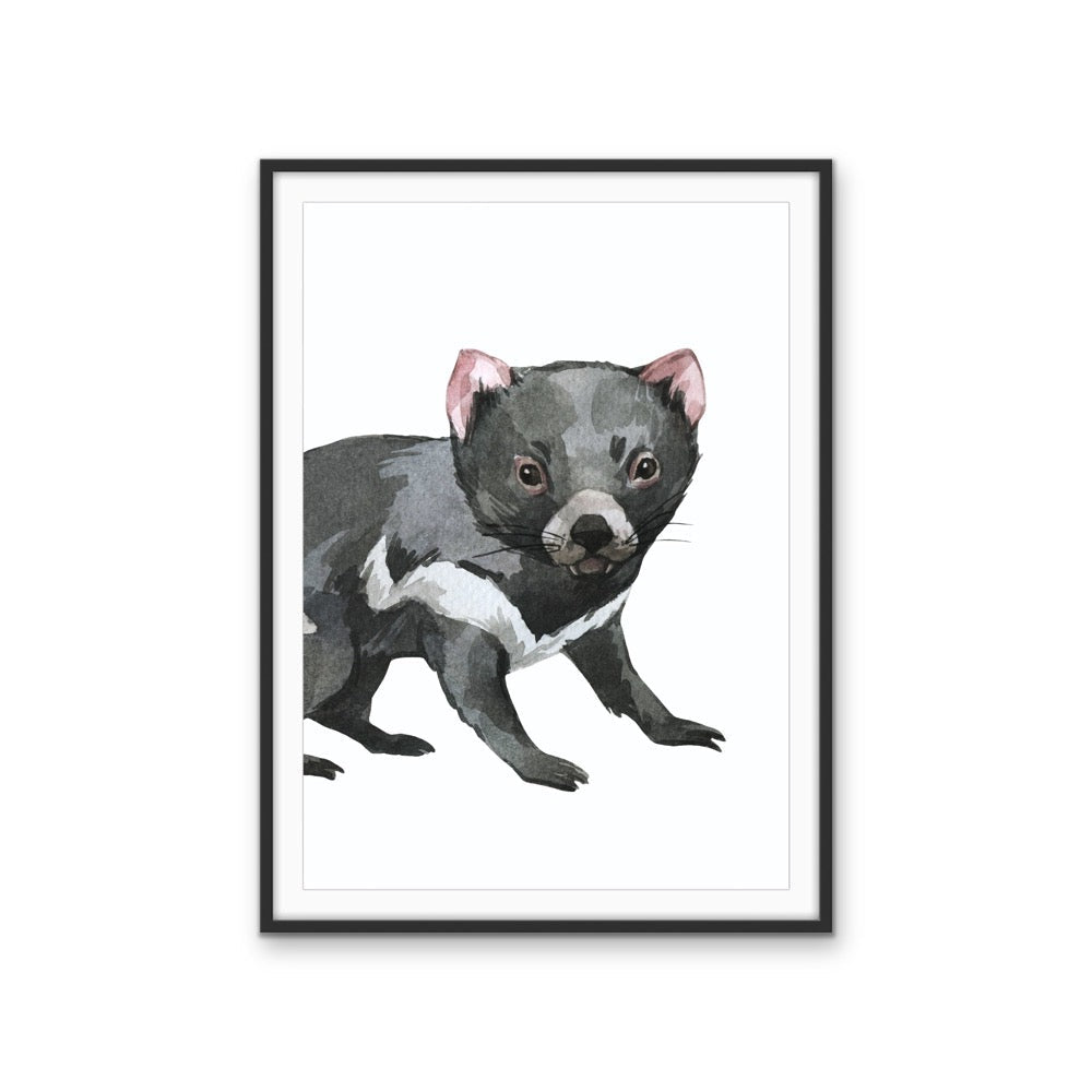 Tassie Devil Nursery Sketch - Australian Native Animal Stretched Canvas or Wall Art Print - I Heart Wall Art - Poster Print, Canvas Print or Framed Art Print
