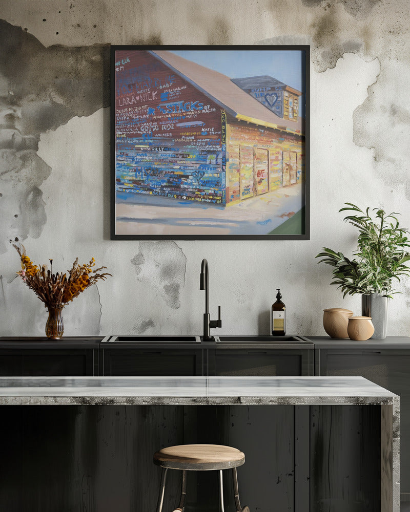 Tattoo Barn - Square Stretched Canvas, Poster or Fine Art Print I Heart Wall Art