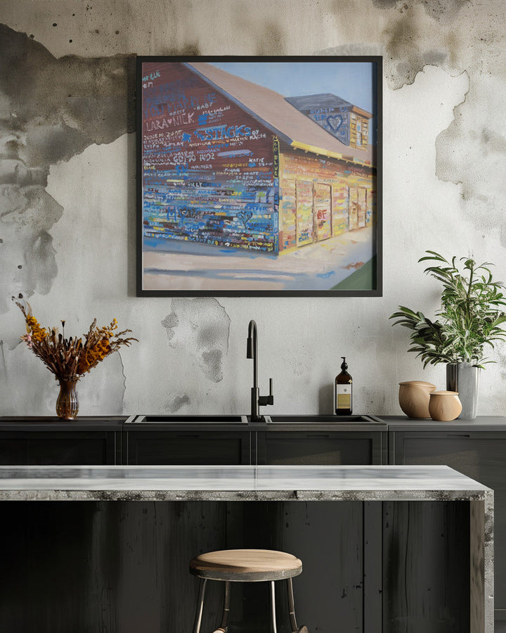 Tattoo Barn - Square Stretched Canvas, Poster or Fine Art Print I Heart Wall Art