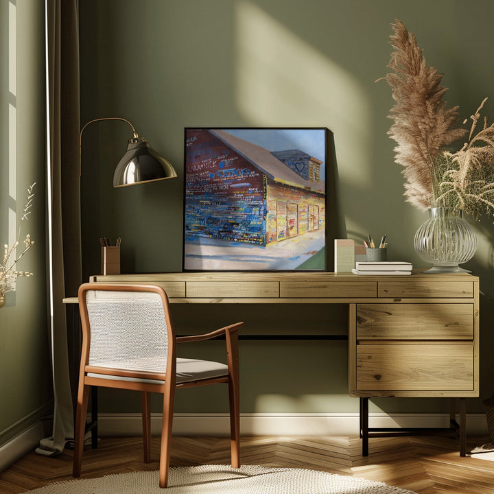 Tattoo Barn - Square Stretched Canvas, Poster or Fine Art Print I Heart Wall Art