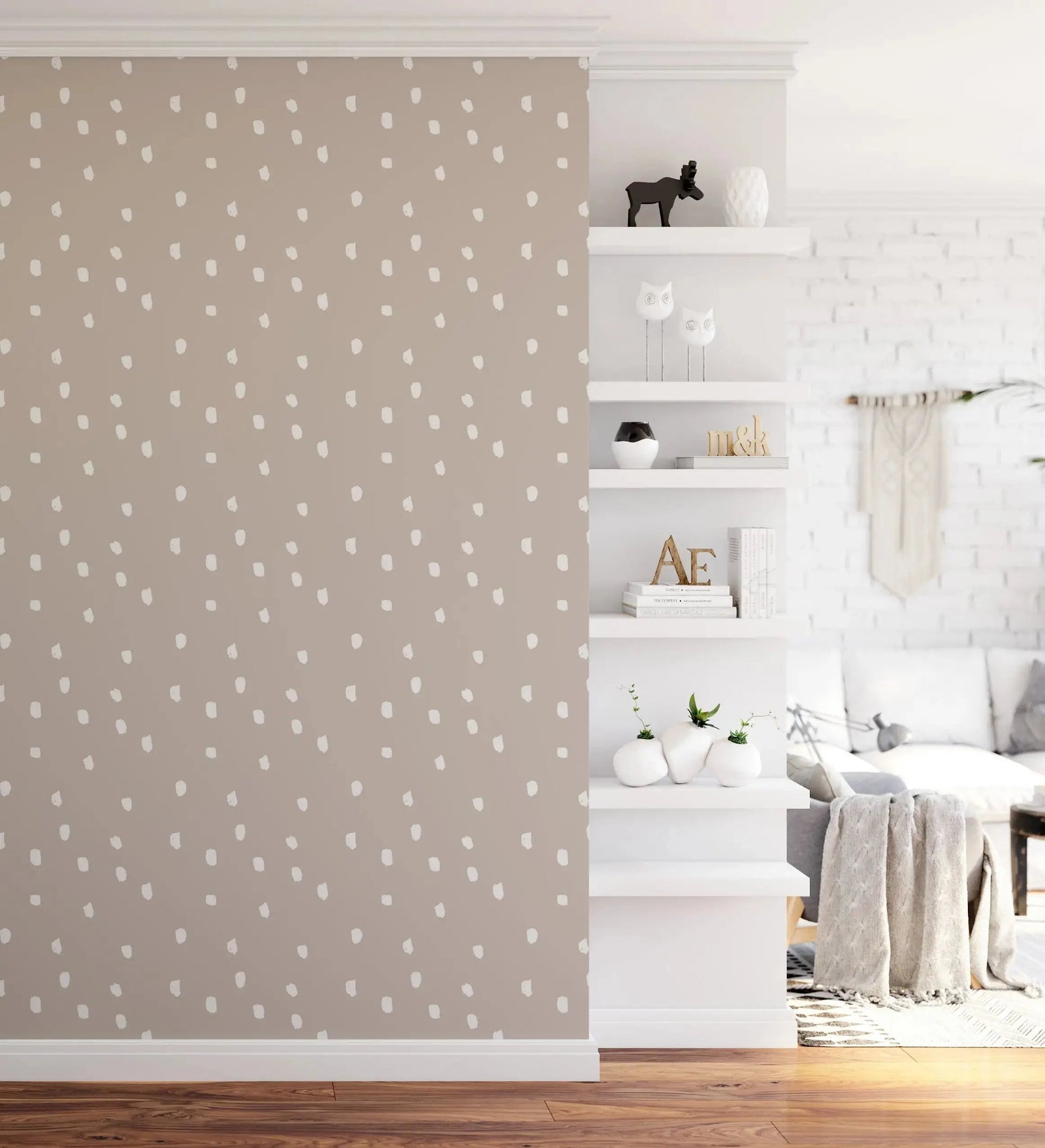 Taupe Polkadot Wallpaper - Quality Peel And Stick Wallpaper I Heart Wall Art Australia 