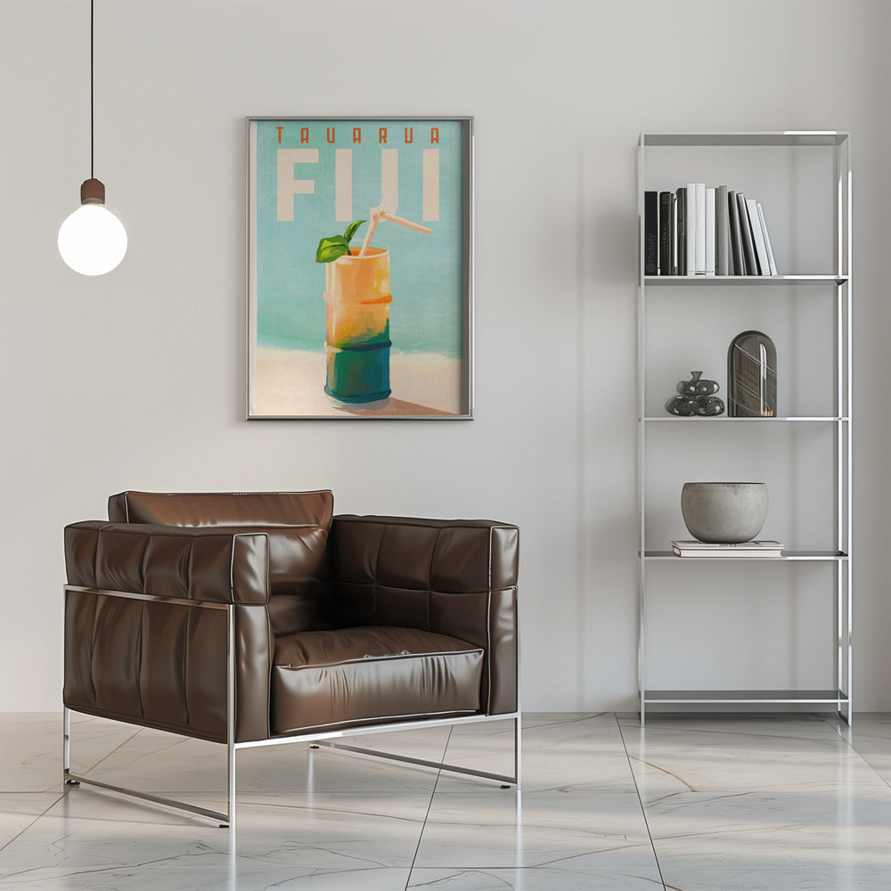 Tavarua Fiji Cocktail Poster Travel Art - Stretched Canvas, Poster or Fine Art Print I Heart Wall Art
