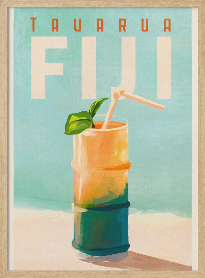 Tavarua Fiji Cocktail Poster Travel Art - Stretched Canvas, Poster or Fine Art Print I Heart Wall Art
