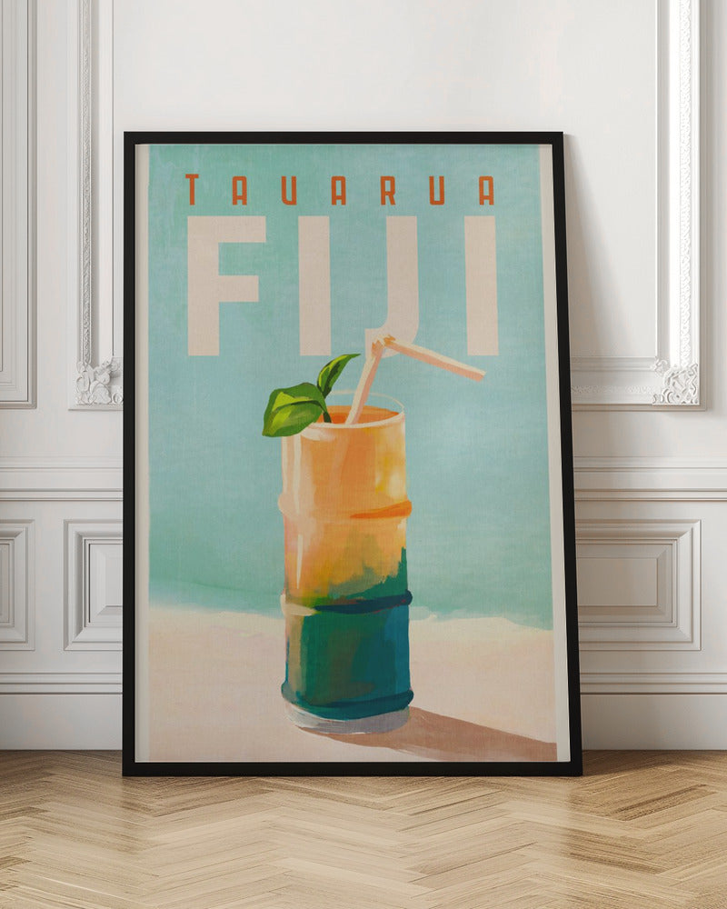 Tavarua Fiji Cocktail Poster Travel Art - Stretched Canvas, Poster or Fine Art Print I Heart Wall Art