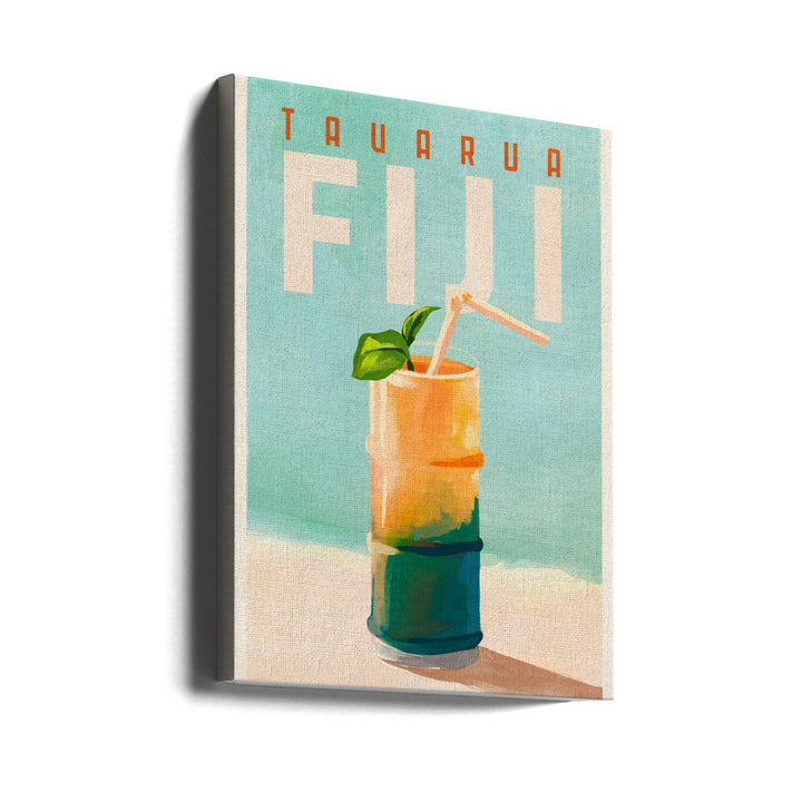 Tavarua Fiji Cocktail Poster Travel Art - Stretched Canvas, Poster or Fine Art Print I Heart Wall Art