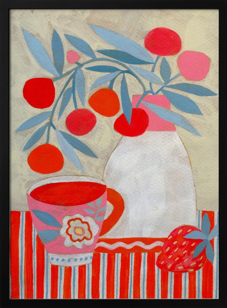 Tea &amp;amp; Strawberries - Stretched Canvas, Poster or Fine Art Print - I Heart Wall Art - Poster Print, Canvas Print or Framed Art Print