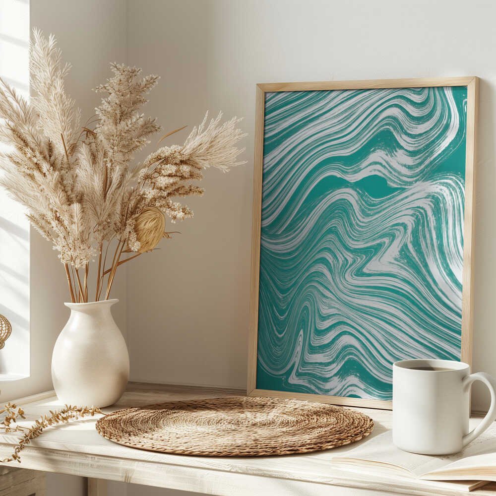 Teal Marble Swirls - Stretched Canvas, Poster or Fine Art Print - I Heart Wall Art - Poster Print, Canvas Print or Framed Art Print