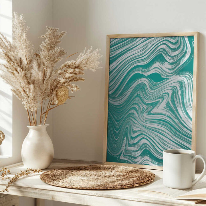 Teal Marble Swirls - Stretched Canvas, Poster or Fine Art Print - I Heart Wall Art - Poster Print, Canvas Print or Framed Art Print