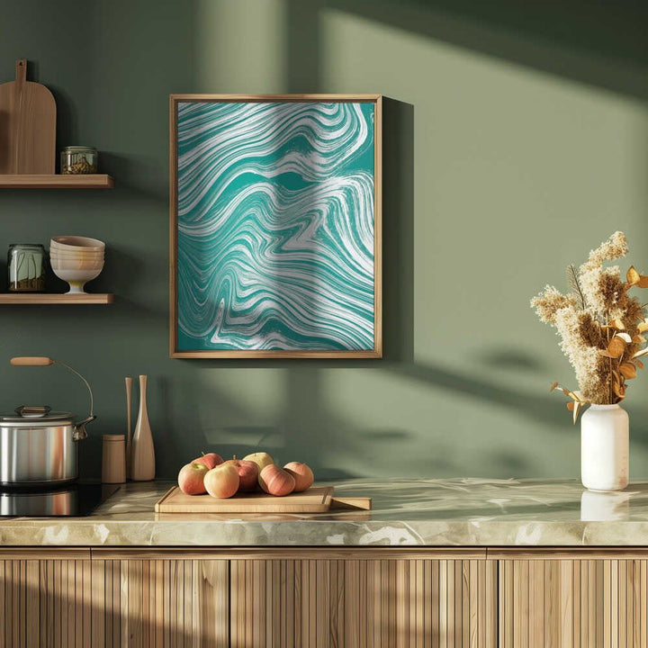 Teal Marble Swirls - Stretched Canvas, Poster or Fine Art Print - I Heart Wall Art - Poster Print, Canvas Print or Framed Art Print