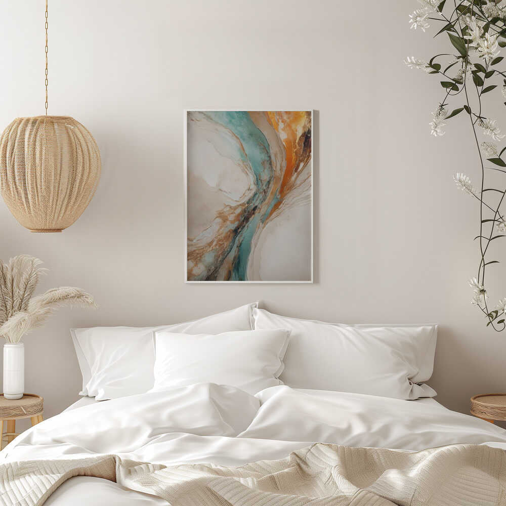 Teal Orange Abstract Flow - Stretched Canvas, Poster or Fine Art Print - I Heart Wall Art - Poster Print, Canvas Print or Framed Art Print