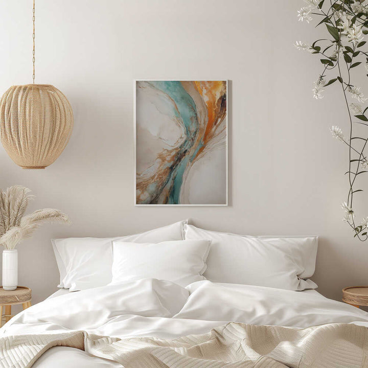 Teal Orange Abstract Flow - Stretched Canvas, Poster or Fine Art Print - I Heart Wall Art - Poster Print, Canvas Print or Framed Art Print