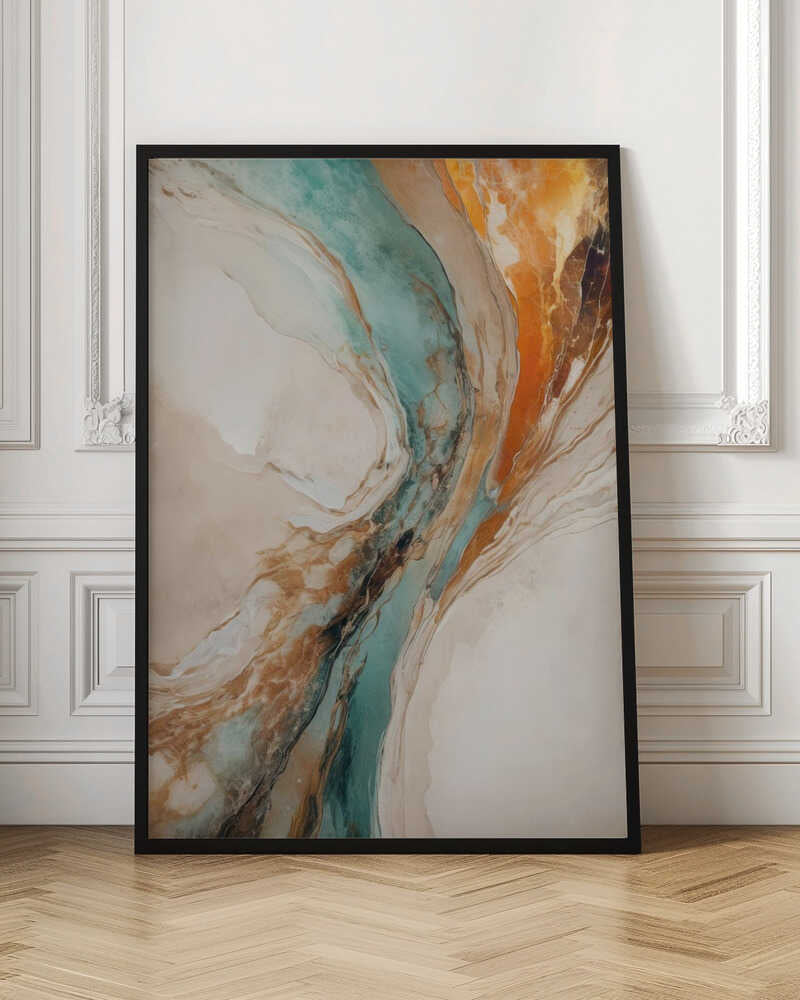 Teal Orange Abstract Flow - Stretched Canvas, Poster or Fine Art Print - I Heart Wall Art - Poster Print, Canvas Print or Framed Art Print