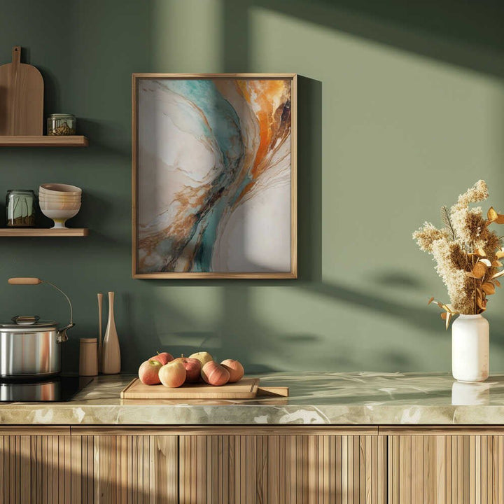 Teal Orange Abstract Flow - Stretched Canvas, Poster or Fine Art Print - I Heart Wall Art - Poster Print, Canvas Print or Framed Art Print