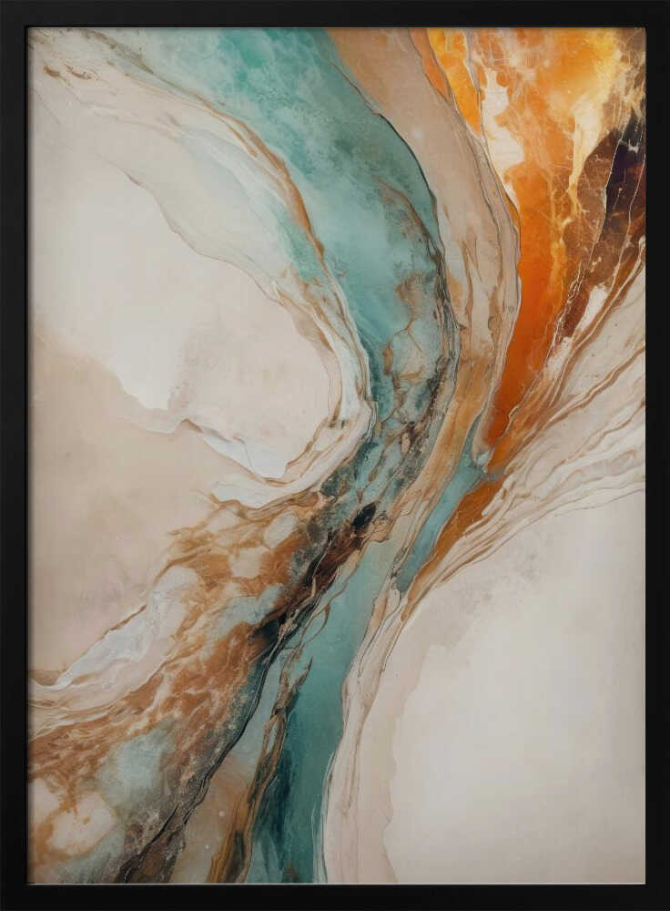 Teal Orange Abstract Flow - Stretched Canvas, Poster or Fine Art Print - I Heart Wall Art - Poster Print, Canvas Print or Framed Art Print