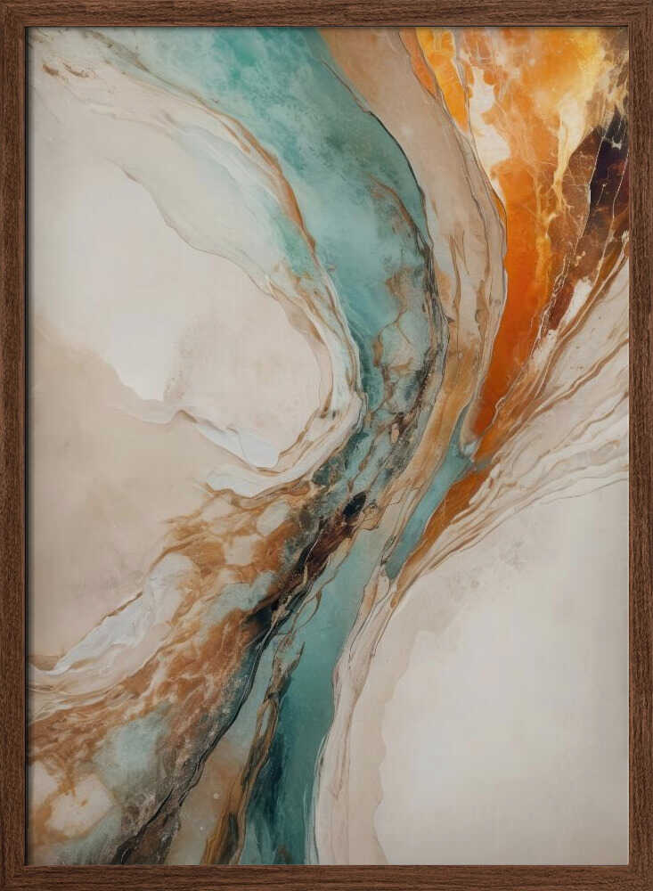 Teal Orange Abstract Flow - Stretched Canvas, Poster or Fine Art Print - I Heart Wall Art - Poster Print, Canvas Print or Framed Art Print