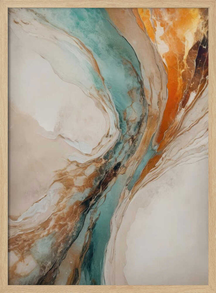 Teal Orange Abstract Flow - Stretched Canvas, Poster or Fine Art Print - I Heart Wall Art - Poster Print, Canvas Print or Framed Art Print