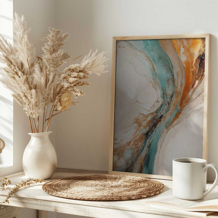 Teal Orange Abstract Flow - Stretched Canvas, Poster or Fine Art Print - I Heart Wall Art - Poster Print, Canvas Print or Framed Art Print