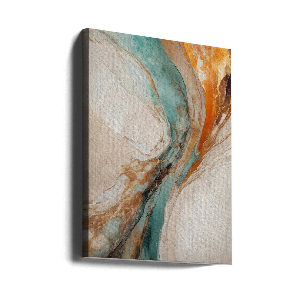 Teal Orange Abstract Flow - Stretched Canvas, Poster or Fine Art Print - I Heart Wall Art - Poster Print, Canvas Print or Framed Art Print