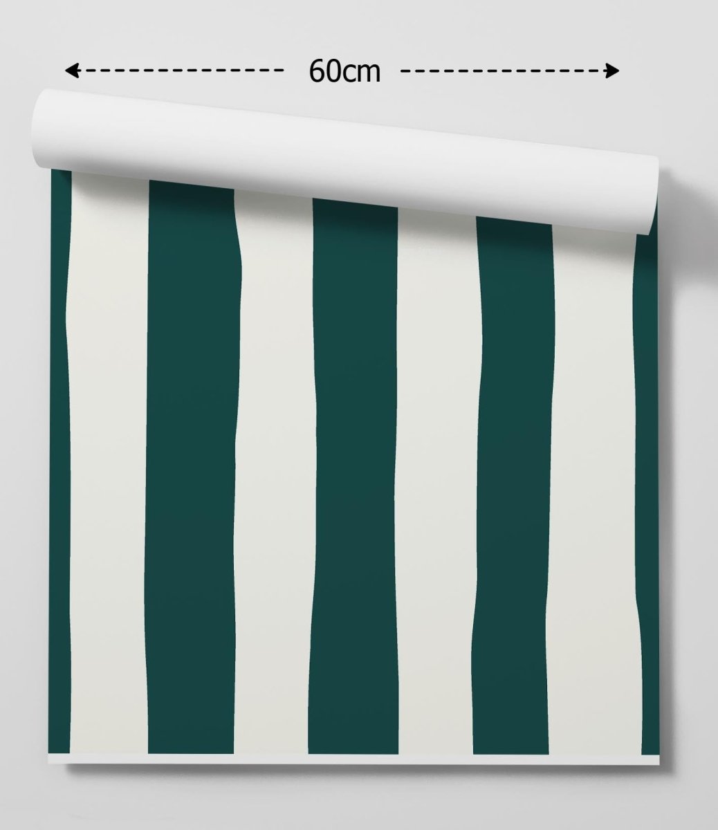 Teal Wavy Stripe Wallpaper - Quality Peel and Stick Adhesive Wallpaper - I Heart Wall Art - Poster Print, Canvas Print or Framed Art Print