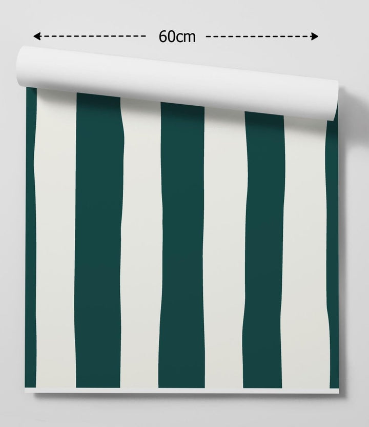 Teal Wavy Stripe Wallpaper - Quality Peel and Stick Adhesive Wallpaper - I Heart Wall Art - Poster Print, Canvas Print or Framed Art Print