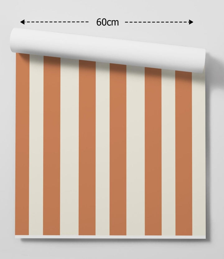 Terracotta Stripe Wallpaper - Quality Peel and Stick Adhesive Wallpaper - I Heart Wall Art - Poster Print, Canvas Print or Framed Art Print