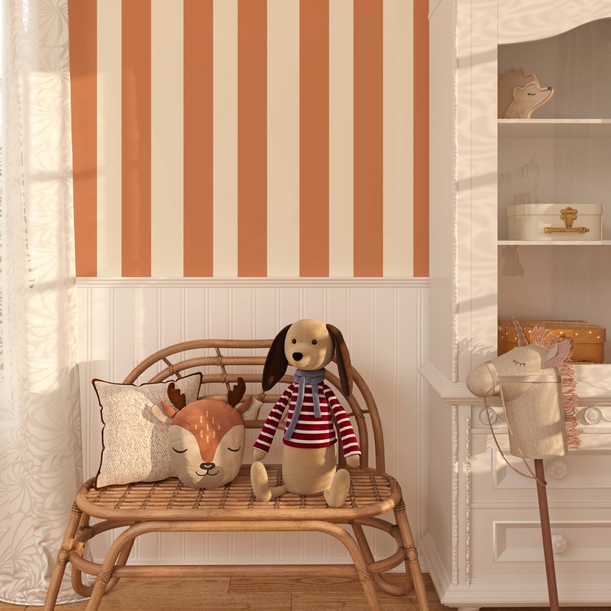 Terracotta Stripe Wallpaper - Quality Peel and Stick Adhesive Wallpaper - I Heart Wall Art - Poster Print, Canvas Print or Framed Art Print