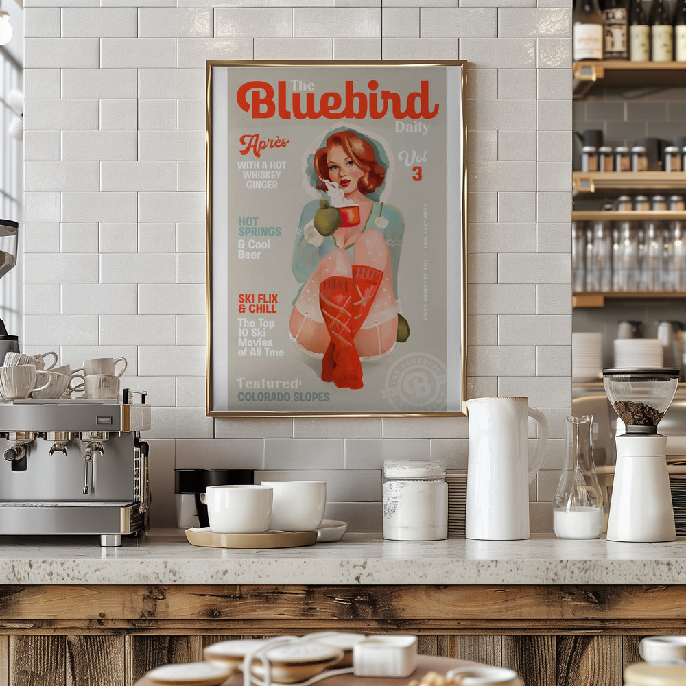 The Bluebird Daily Vintage Pin Up Ski Art - Stretched Canvas, Poster or Fine Art Print I Heart Wall Art