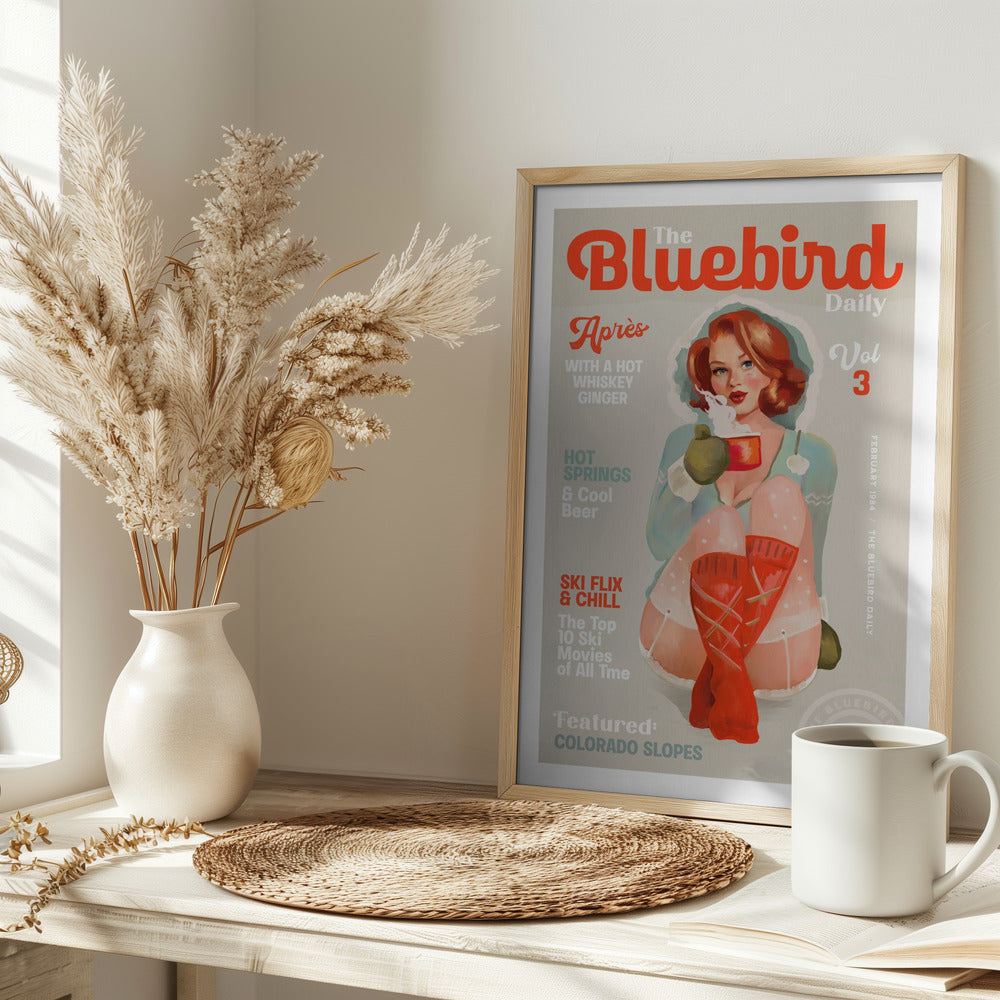 The Bluebird Daily Vintage Pin Up Ski Art - Stretched Canvas, Poster or Fine Art Print I Heart Wall Art