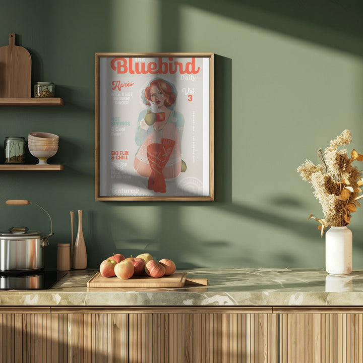 The Bluebird Daily Vintage Pin Up Ski Art - Stretched Canvas, Poster or Fine Art Print I Heart Wall Art