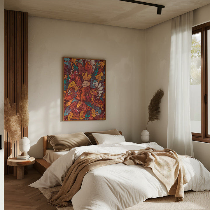 The Cosy Autumn Cat - Stretched Canvas, Poster or Fine Art Print I Heart Wall Art