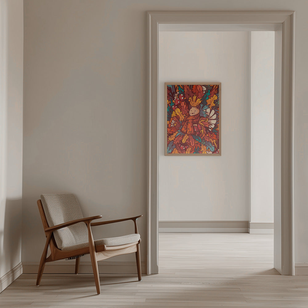 The Cosy Autumn Cat - Stretched Canvas, Poster or Fine Art Print I Heart Wall Art