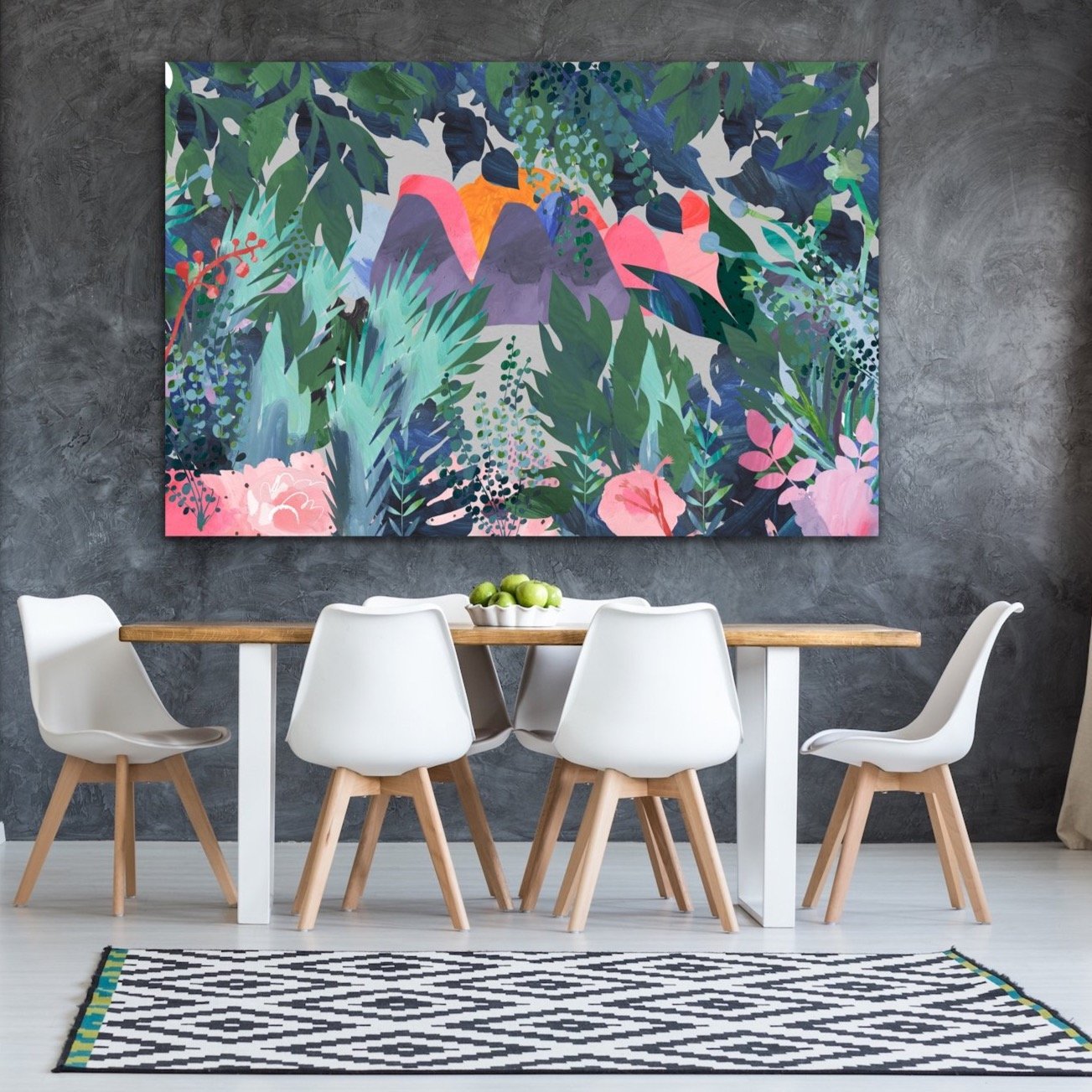 The Day We Left The Jungle- Bright Floral Artwork With Flowers Oil Painting Wall Art Print - I Heart Wall Art