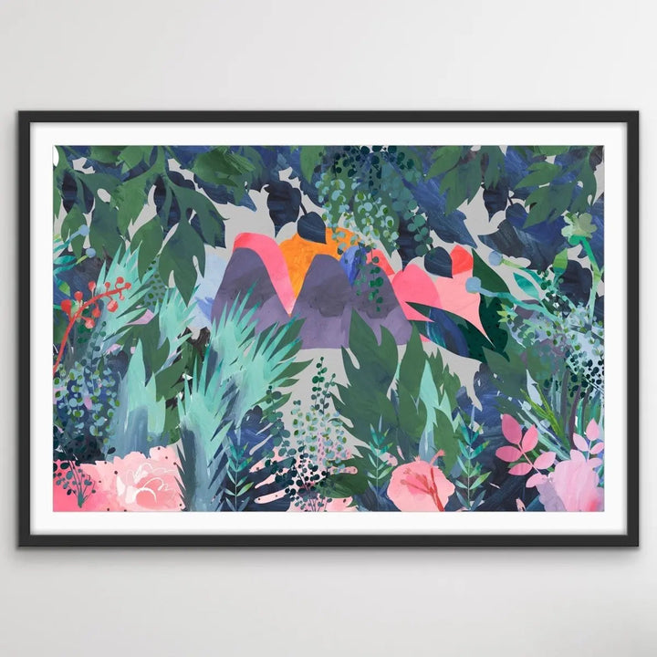 The Day We Left The Jungle- Bright Floral Artwork With Flowers Oil Painting Wall Art Print - I Heart Wall Art