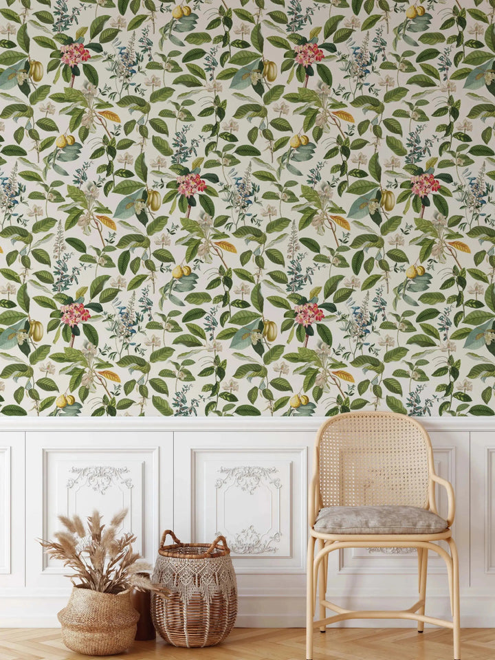 The English Garden in White Wallpaper HALF SIZE - Floral Wallpaper In Traditional Style - Removable Peel and Stick I Heart Wall Art Australia