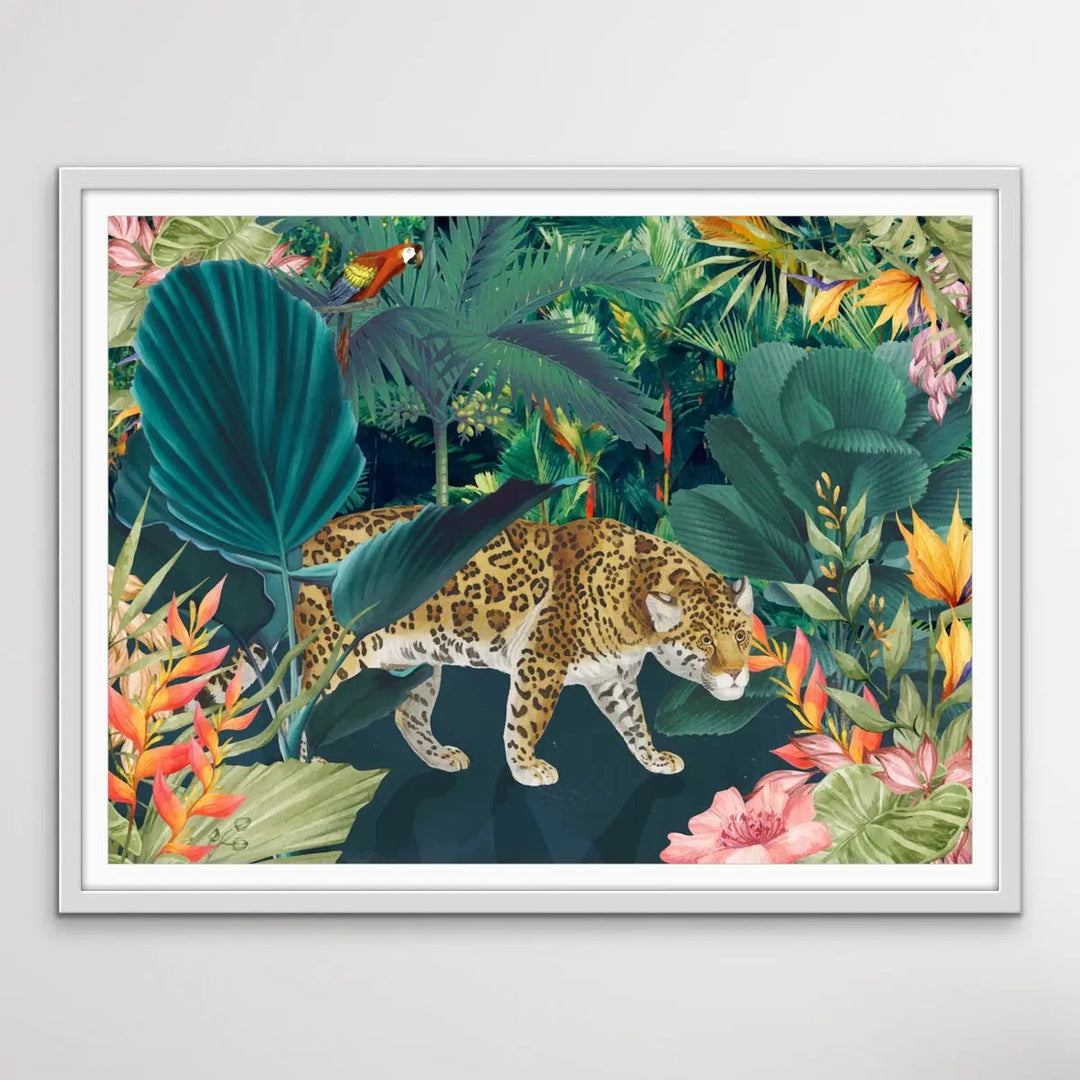 The Faraway Place - Jungle Cheetah Colourful Floral Print on Canvas or Paper I Heart Wall Art Australia 
