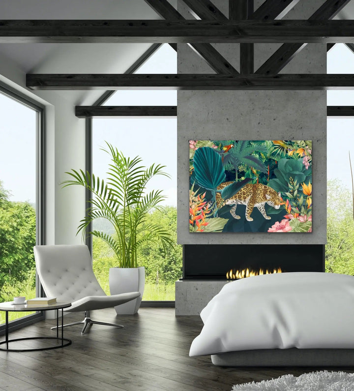 The Faraway Place - Jungle Cheetah Colourful Floral Print on Canvas or Paper I Heart Wall Art Australia 