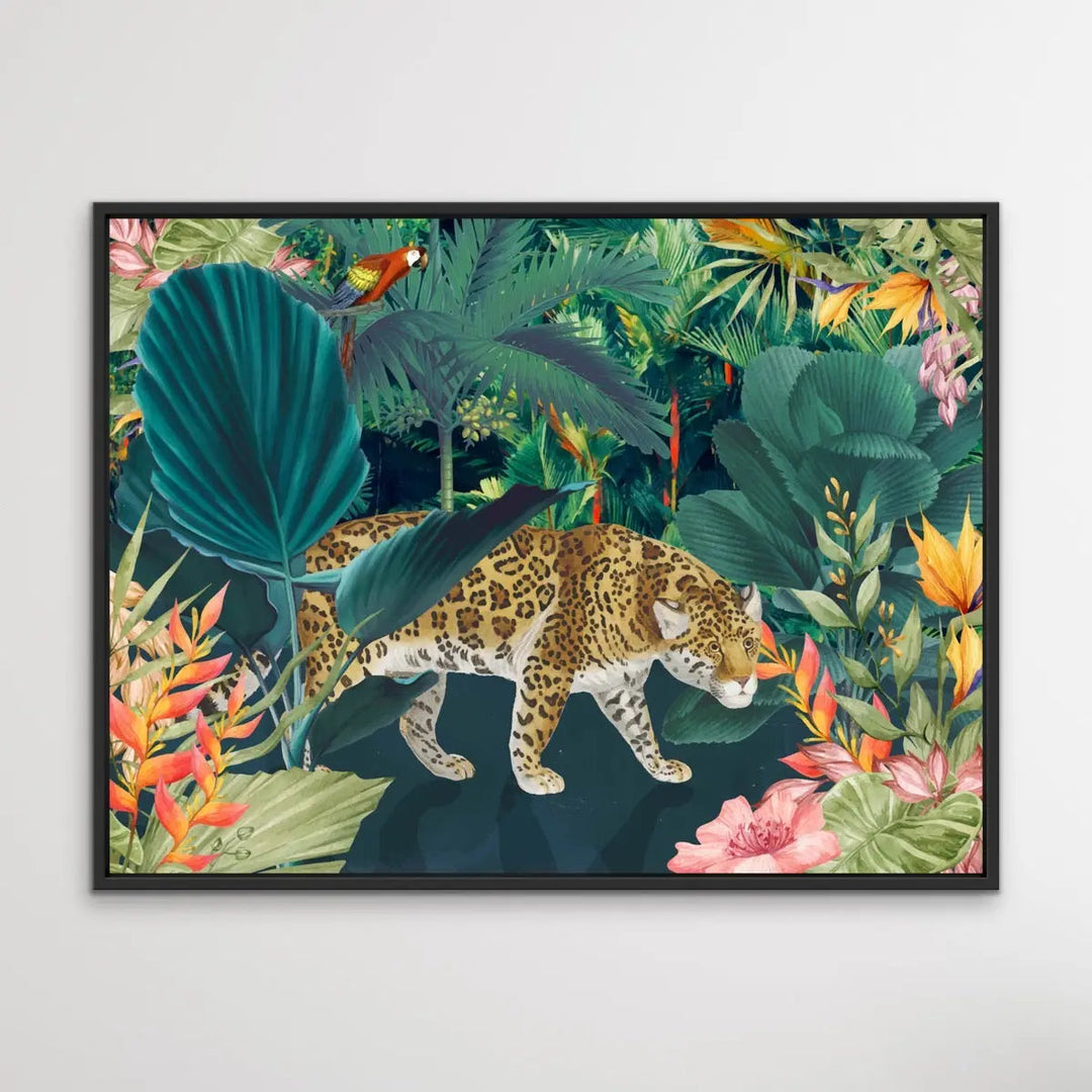 The Faraway Place - Jungle Cheetah Colourful Floral Print on Canvas or Paper I Heart Wall Art Australia 