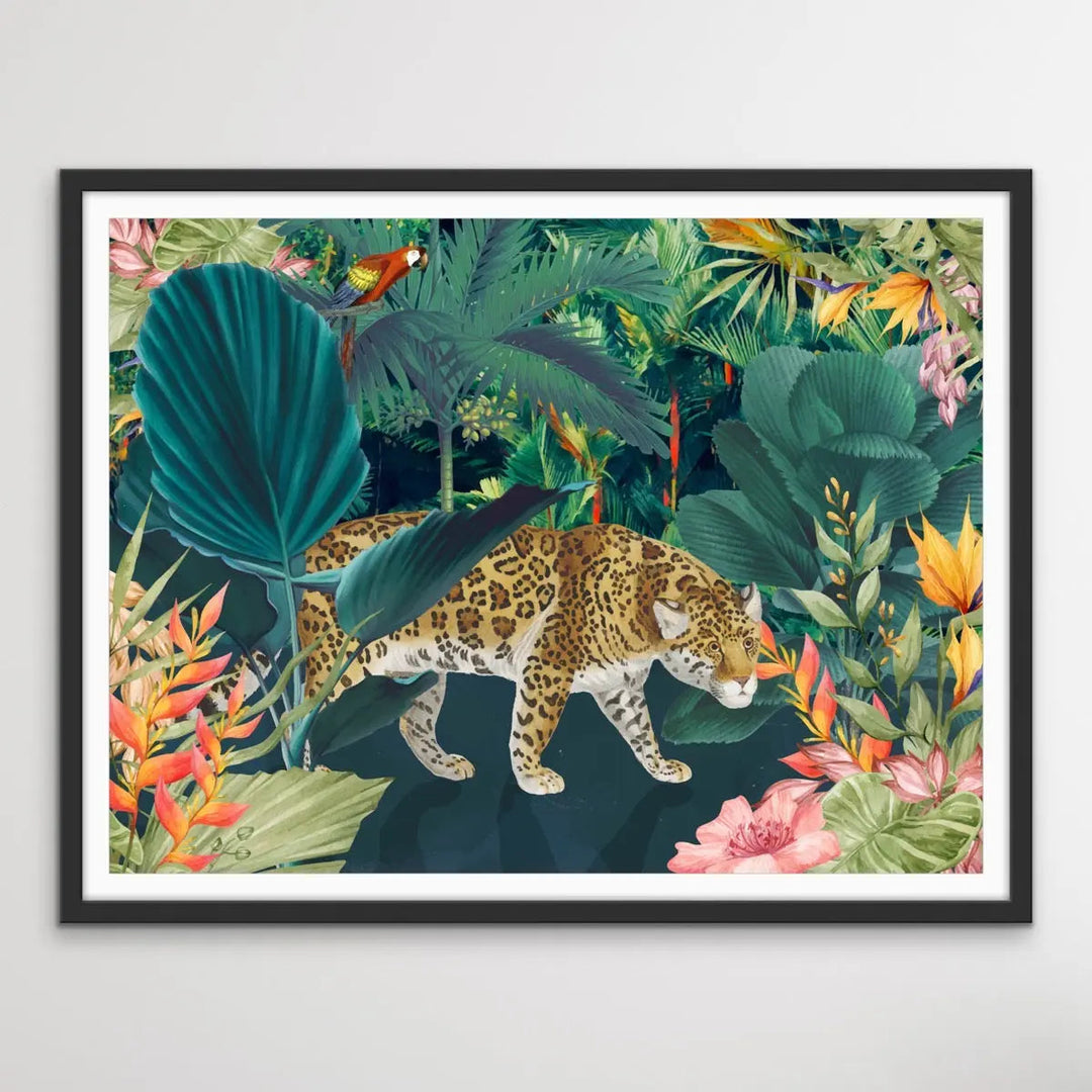 The Faraway Place - Jungle Cheetah Colourful Floral Print on Canvas or Paper I Heart Wall Art Australia 