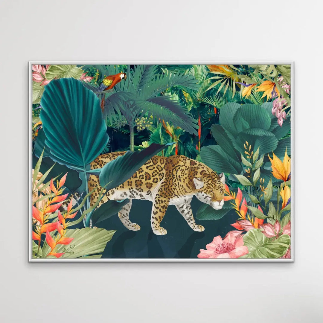 The Faraway Place - Jungle Cheetah Colourful Floral Print on Canvas or Paper I Heart Wall Art Australia 
