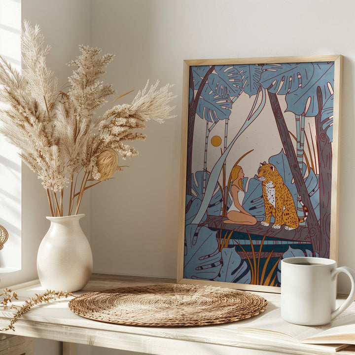 The Girl and the Leopard - Stretched Canvas, Poster or Fine Art Print I Heart Wall Art