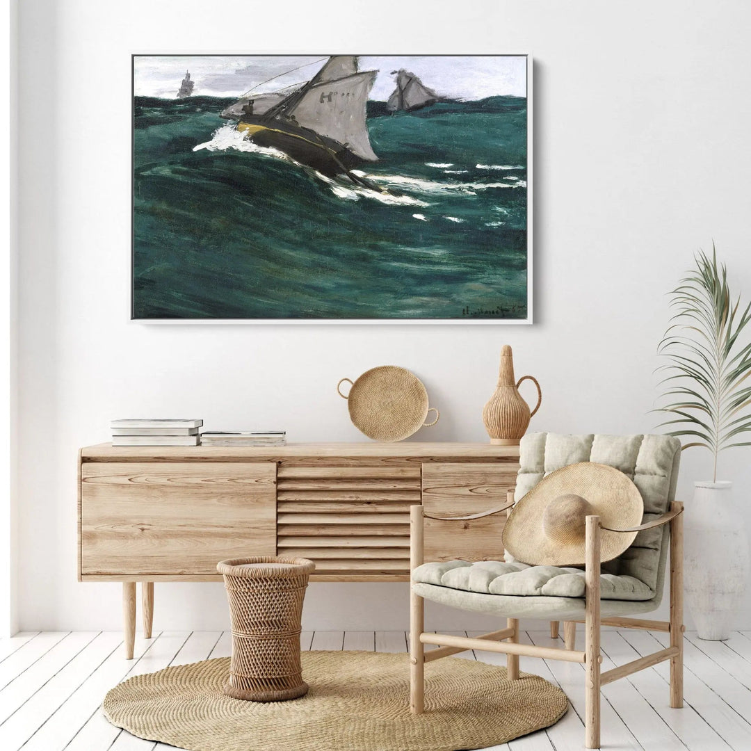 The Green Wave (18661867) by Claude Monet - Stretched Canvas Print or Framed Fine Art Print - Artwork I Heart Wall Art Australia 