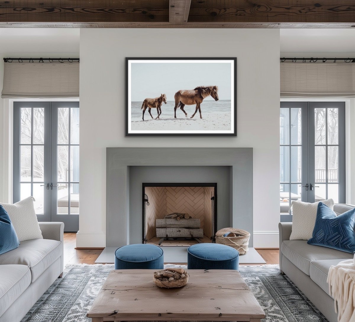 The Horse Beach - Photographic Art Print of Horse and Foal - I Heart Wall Art - Poster Print, Canvas Print or Framed Art Print