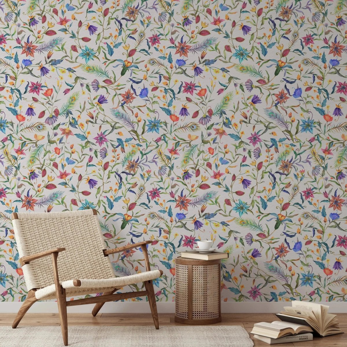 The Joy Of It All - Vintage Inspired Floral Peel and Stick Removable Wallpaper - I Heart Wall Art - Poster Print, Canvas Print or Framed Art Print