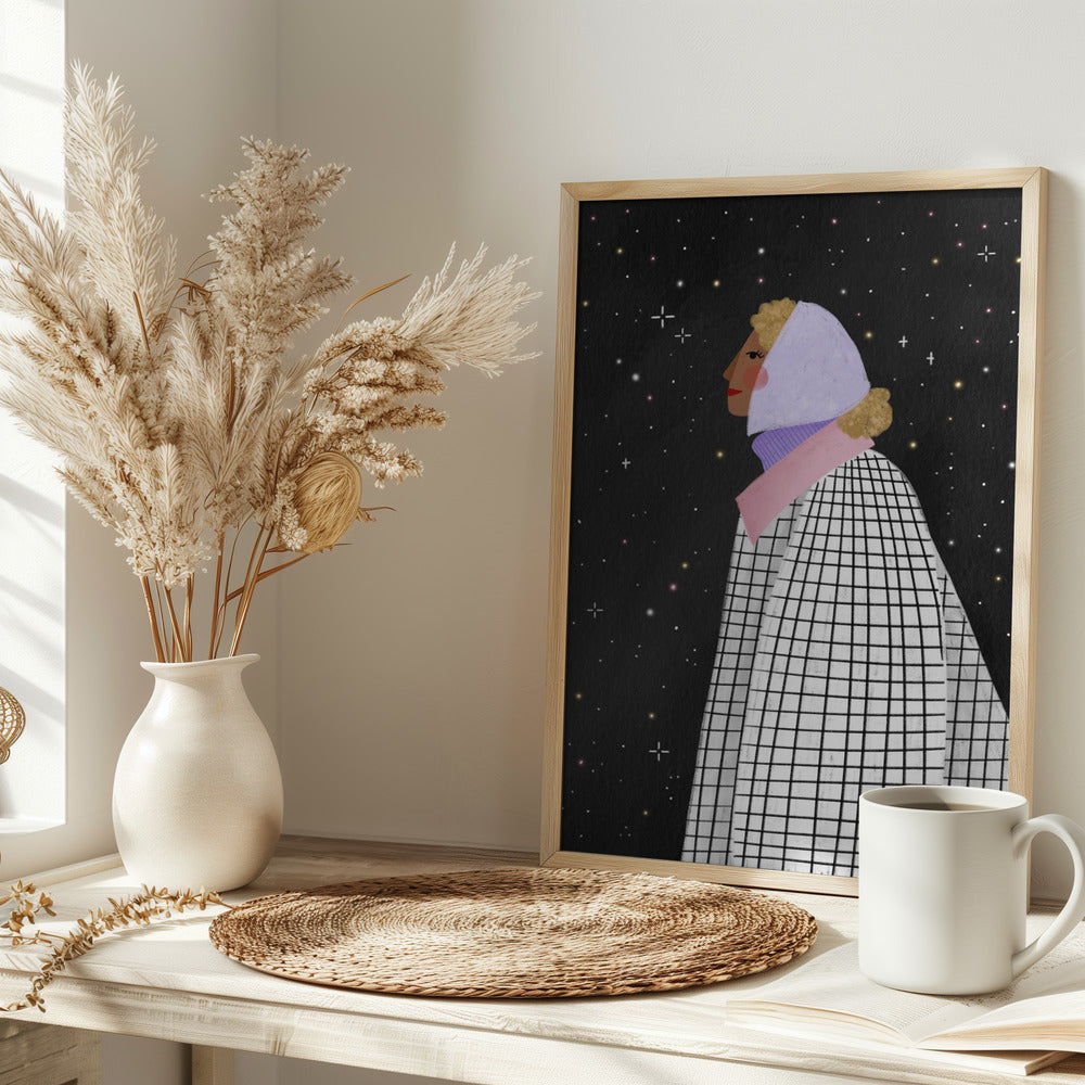 The Lady with the stars - Stretched Canvas, Poster or Fine Art Print I Heart Wall Art